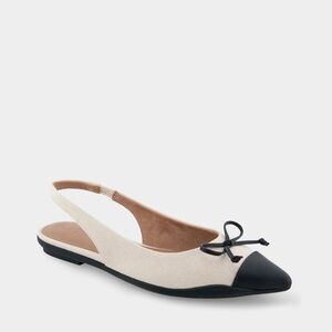 NWT Aerosoles Point Toe Slingback Flat in Cream